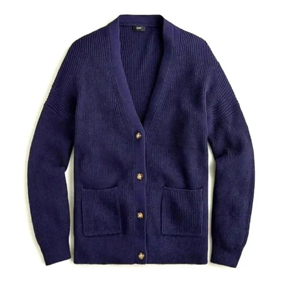 J.Crew Cotton/Cashmere Blue Button Up V-Neckline Sweater Cardigan(XXS) - Picture 1 of 13